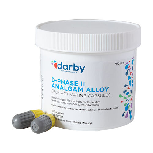 D-Phase II Amalgam Alloy Regular Set, Three Spill, 800mg, Yellow/Gray, 50/Pkg