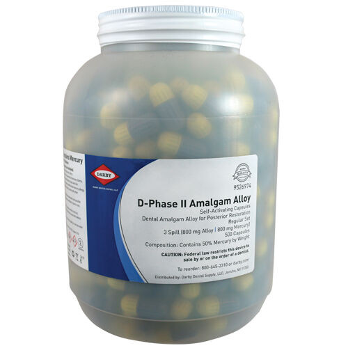 Infection ControlD-Phase II Amalgam Alloy Regular Set, Three Spill, 800mg, Yellow/Gray, 500/Pkg