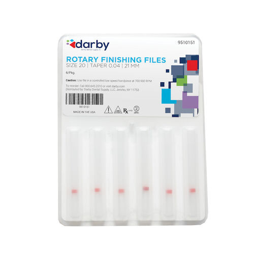 Infection ControlRotary Finishing Files (Polymer) Taper .04, Size 20, 21 mm, 6/Pkg.