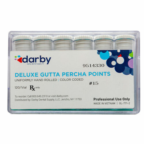 Deluxe Gutta Percha Points #15, 6 Vials of 20, 120/Box