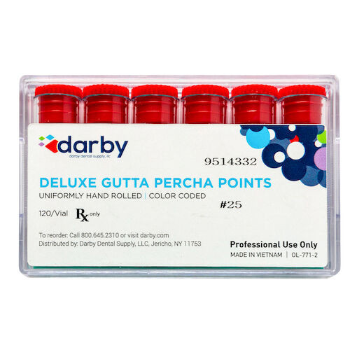 Deluxe Gutta Percha Points #25, 6 Vials of 20, 120/Box