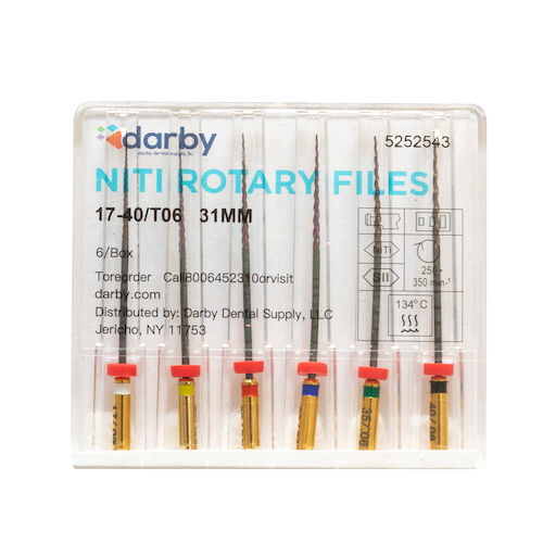 Infection ControlNiTi Rotary Files .06, 31 mm, 6/Pkg., #17-40