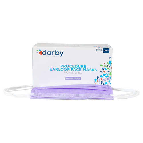 Infection ControlFluid-Resistant Earloop Masks Lavender, 50/Box