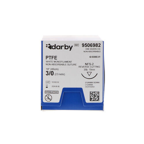 Infection ControlPTFE Sutures  3/8 NFS-2 3/0 18", 12/Box