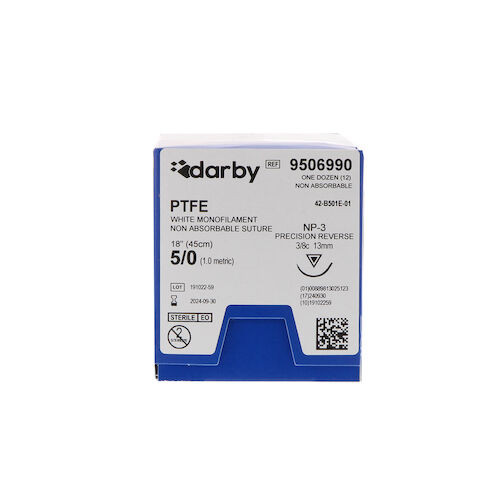 Infection ControlPTFE Sutures  3/8 NP-3 5/0 18", 12/Box
