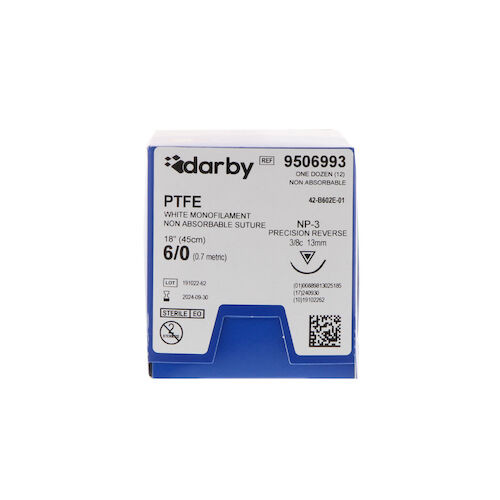 Infection ControlPTFE Sutures  3/8 NP-3 6/0 18", 12/Box