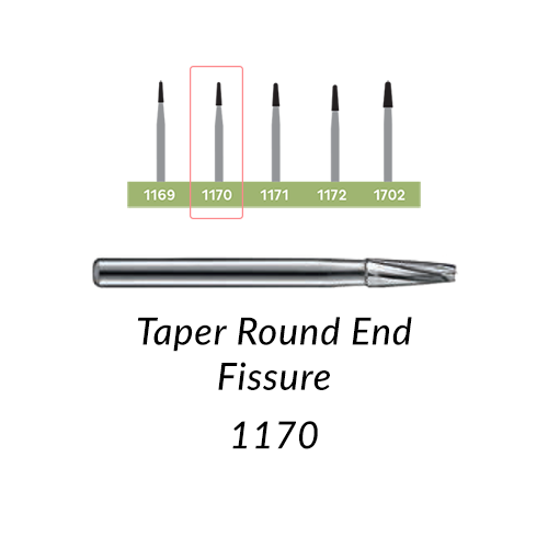 Carbide Burs. FG-1170 Taper Round End Fissure. 10 pcs.