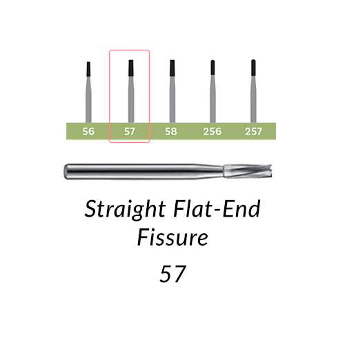 Carbide Burs. FG-57 Straight Flat-End Fissure. Clinic Pack of 100/Bag
