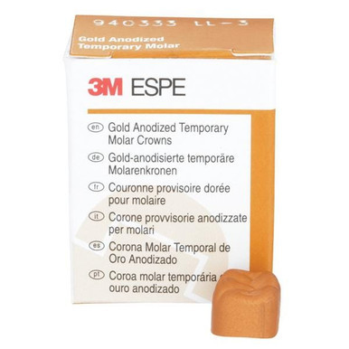 Unitek Gold Anodized Crowns Size 4 1st LLM Replacement Crowns 5/Box