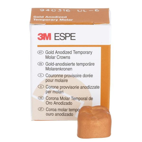 Unitek Gold Anodized Crowns Size 6 1st ULM Replacement Crowns 5/Box