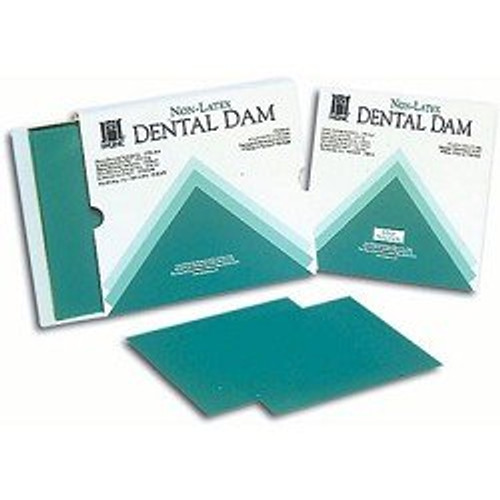 Latex-Free Rubber Dam 6 in x 6 in Medium Gauge Green 75/Box
