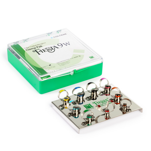 Hygenic Fiesta Rubber Dam Clamp Wingless Size 9 Color Coded Kit Box