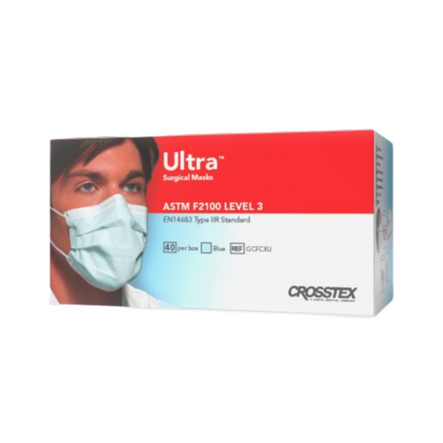 Crosstex, Crosstex Ultra Earloop Face Masks, ASTM Level 3, Blue, 40/box, GCFCXU