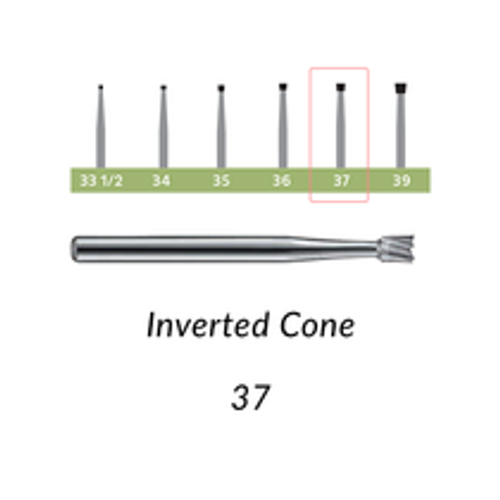 Carbide Burs. RA-37 Inverted Cone. Pack of 100/Bag
