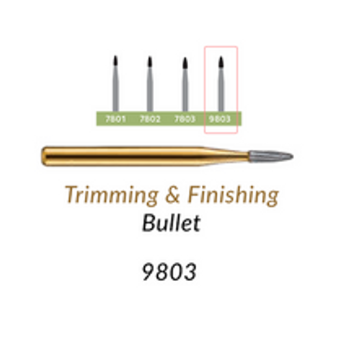 Carbide Burs. FG-9803 T&F 30-blades Bullet. Pack of 100/Bag