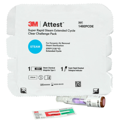 3M-Solventum, 3M Attest Steam Extended Cycle Clear Challenge Pack, 1492PCDE-24