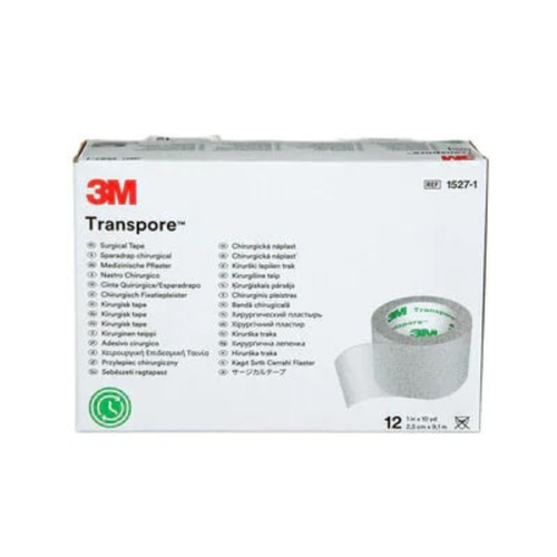 3M-Solventum, Transpore Medical Tape, 1" x 10 yards, Box of 12 rolls. Latex-free, 1528-1