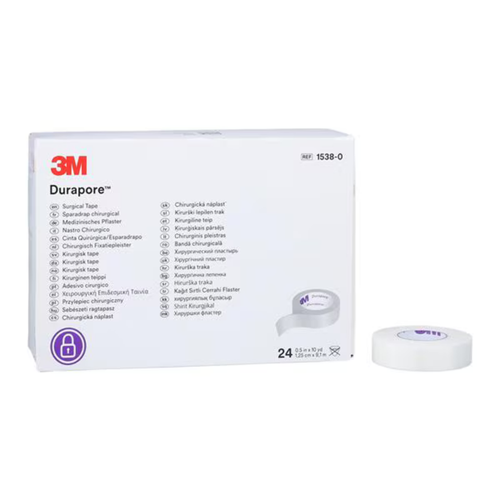 3M-Solventum, Durapore Surgical Tape Silk .5"x10yd White Non-Sterile 24rl/Bx, 1538-0