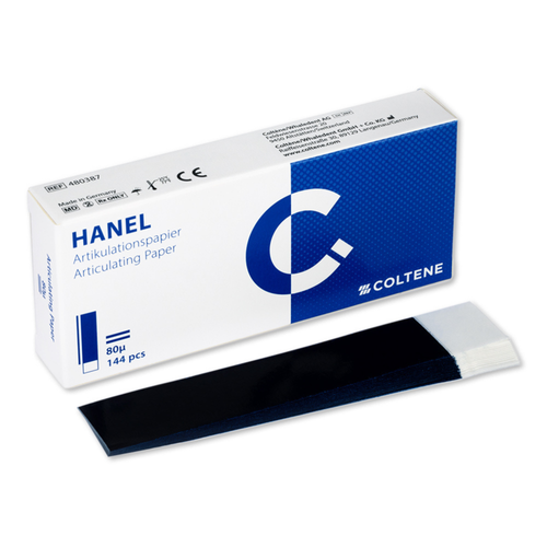 Coltene, Hanel Articulating Paper 80µ I-Form Strips Blue, 144 pcs, 480387