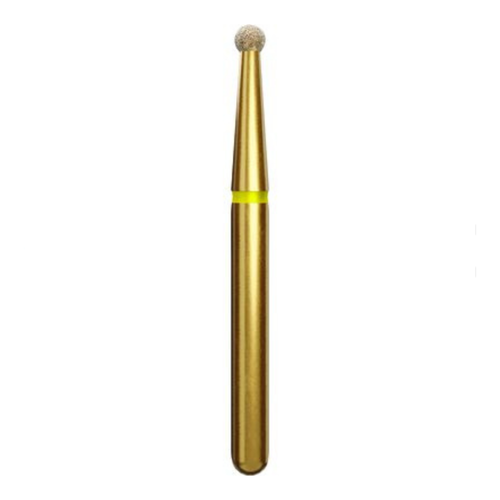 Coltene, Alpen Multi-Use Multilayer Diamond Instruments, FG, Extra Fine, Yellow, Round, # 801, 2.3 mm Head Diameter, 2.3 mm Head Length, 5/Pack, 60031863