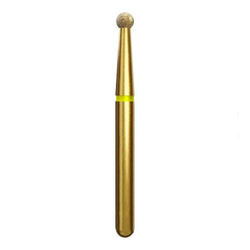 Coltene, Alpen Multi-Use Multilayer Diamond Instruments, FG, Extra Fine, Yellow, Round, # 801, 2.3 mm Head Diameter, 2.3 mm Head Length, 5/Pack, 60031869