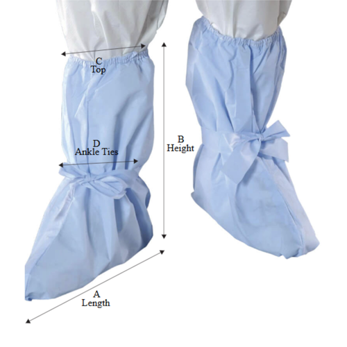 Critical Cover Ankle High Boot Covers, Sonic Welded Seams, Elastic Top, Ankle Ties, Blue, Universal, 200/cs