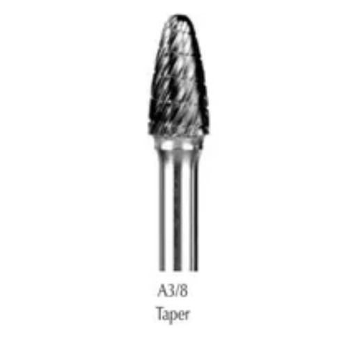 Buffalo Dental, 3/8" Taper (A3/8) Dual Cut Regular Carbide Bur w/ 1/4" Shank, 19130