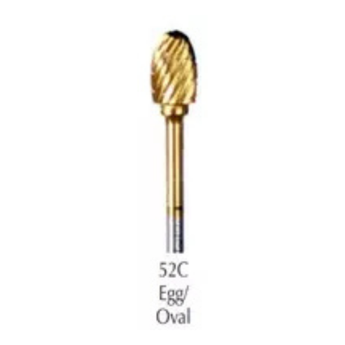 Buffalo Dental, Egg/Oval (52C) TNT-Coated Dual Cut Coarse HP Carbide Bur, C-52C-GOLD