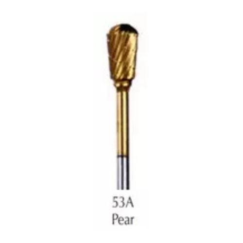 Buffalo Dental, Pear (53A) TNT-Coated Dual Cut Coarse HP Carbide Bur, C-53A-GOLD