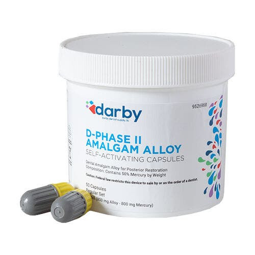 D-Phase II Amalgam Alloy, , Three Spill, 50/Pkg, Gray, Regular Set, 800mg