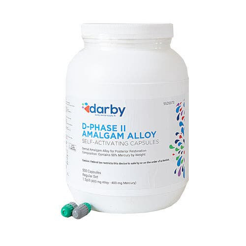 D-Phase II Amalgam Alloy, , One Spill, 500/Pkg, Gray, Regular Set, 400mg
