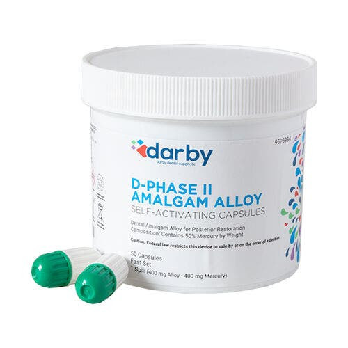 D-Phase II Amalgam Alloy, , One Spill, 50/Pkg, White, Fast Set, 400mg