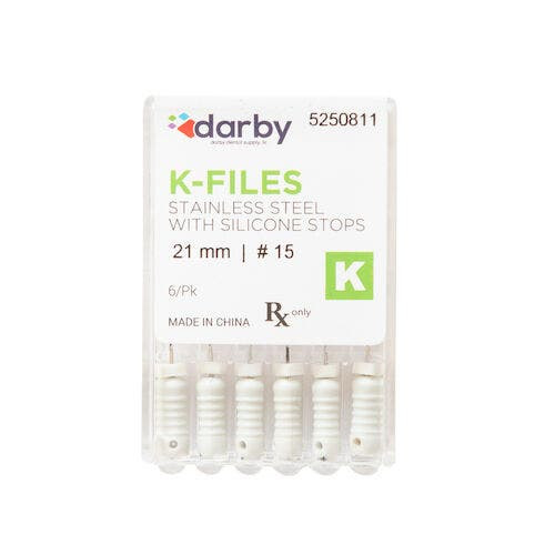 K-Type Files, 21mm, #15, 6/Pkg