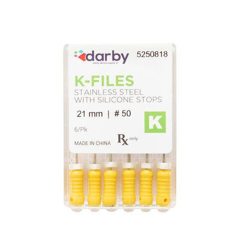 K-Type Files, 21mm, #50, 6/Pkg