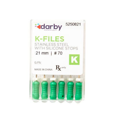 K-Type Files, 21mm, #70, 6/Pkg