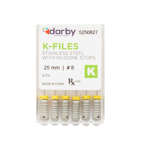 K-Type Files, 25mm, #8, 6/Pkg