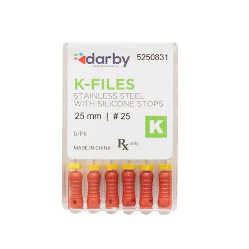 K-Type Files, 25mm, #25, 6/Pkg