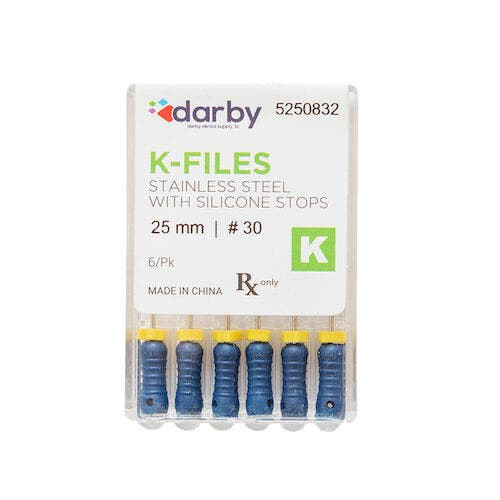 K-Type Files, 25mm, #30, 6/Pkg