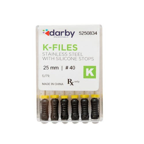 K-Type Files, 25mm, #40, 6/Pkg