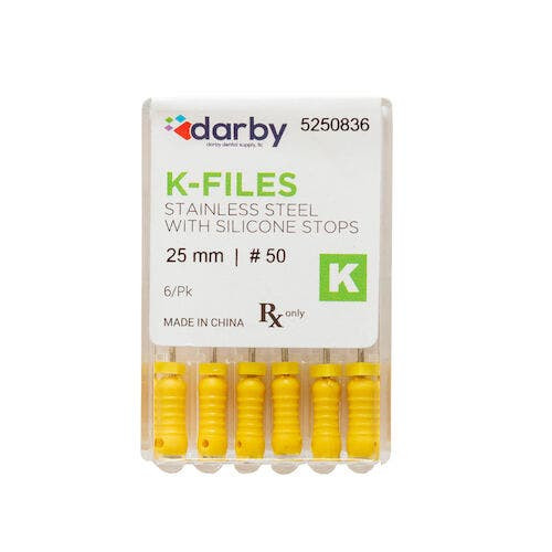 K-Type Files, 25mm, #50, 6/Pkg