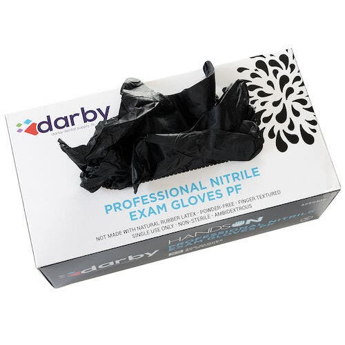 HandsOn Professional Nitrile PF Black Gloves, Extra Small, 300/Box, Black