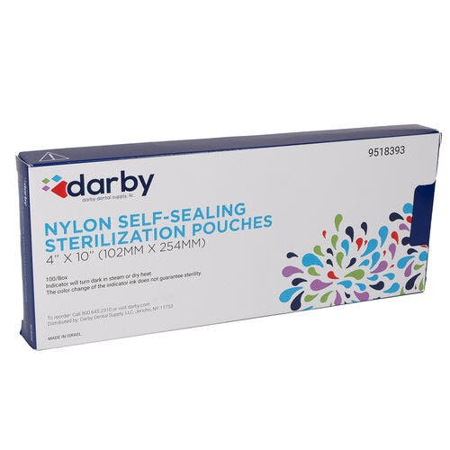 Nylon Self-Sealing Sterlization Pouches, 4" x 10", 100/Box