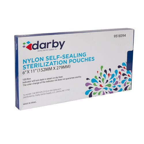 Nylon Self-Sealing Sterlization Pouches, 6" x 11", 100/Box