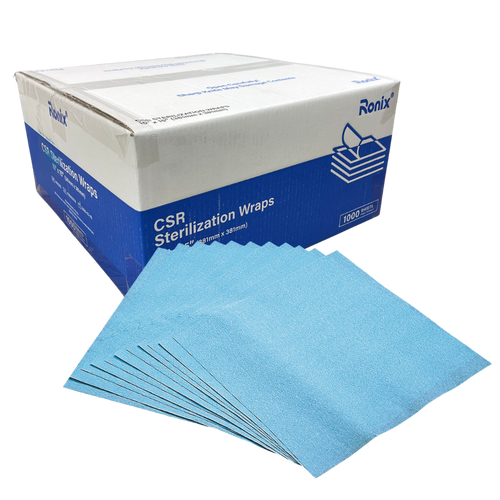 Ronix Sterilization Wrap, Blue, 500/Box, 12" x 12"