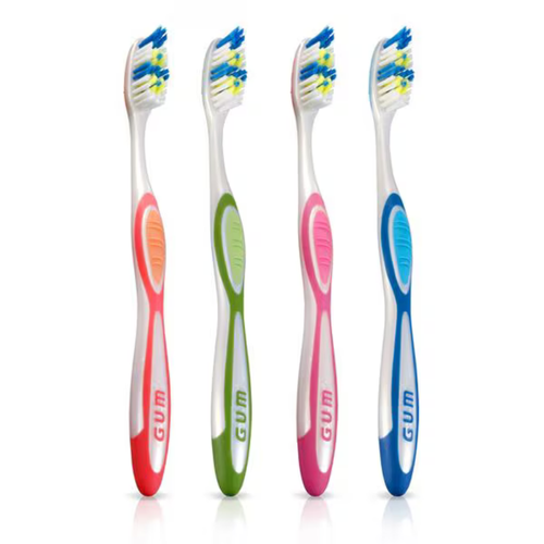 Sunstar, GUM Tooth & Tongue Toothbrush Adult Soft Full Multicolored 12/Pk, 394TA
