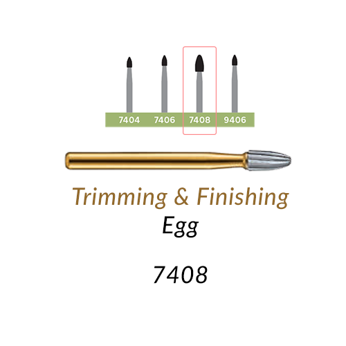 Carbide Burs. FG-7408 T&F 12-blades Egg. 1 pc