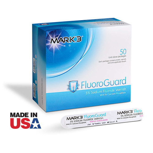 Mark3, FluoroGuard  5% NAF Varnish Bubblegum with TCP 0.4ml  50/Box, 100-1650