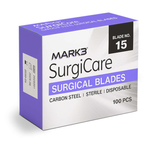 Mark3, Sterile Carbon Steel Blades #15 100/Box, 100-84615