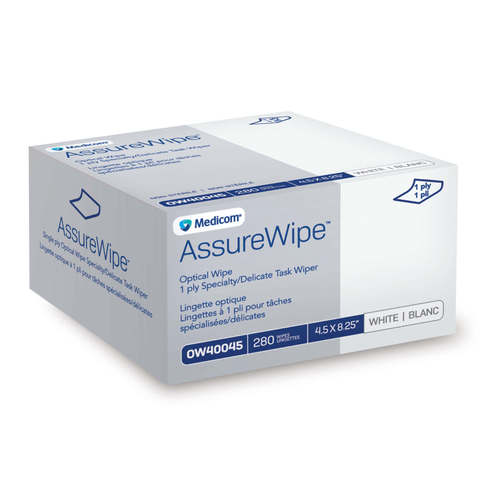 AssureWipe Optical Wipe,  1 Ply, General Purpose, 4.5" x 8.25", 280/Box