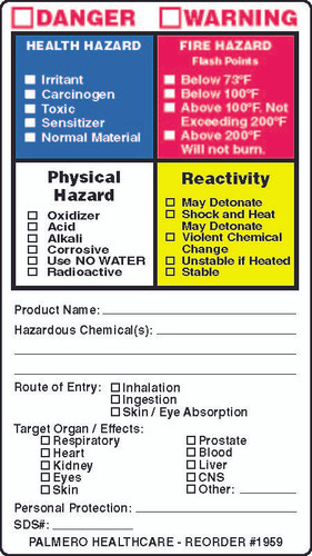 Palmero, Hazardous Material Label 100/roll, 1959